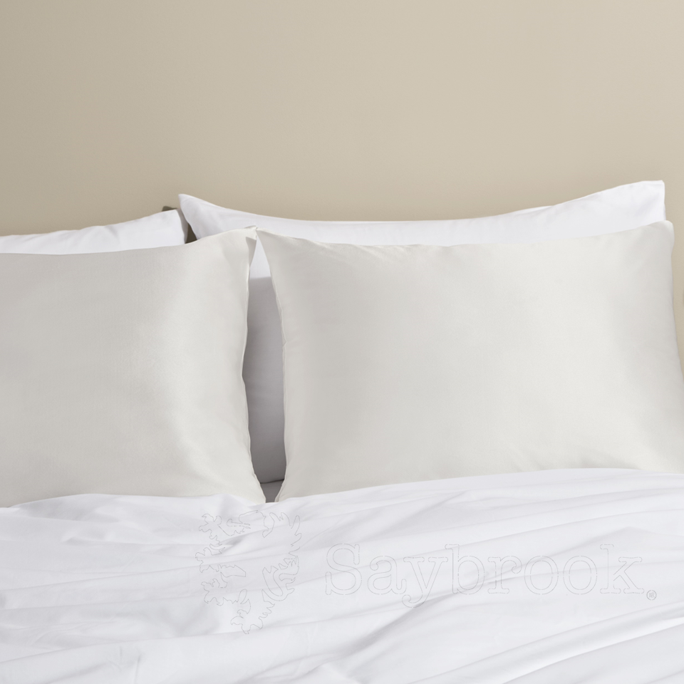 Saybrook Pillow with Silk Pillowcase on Bed